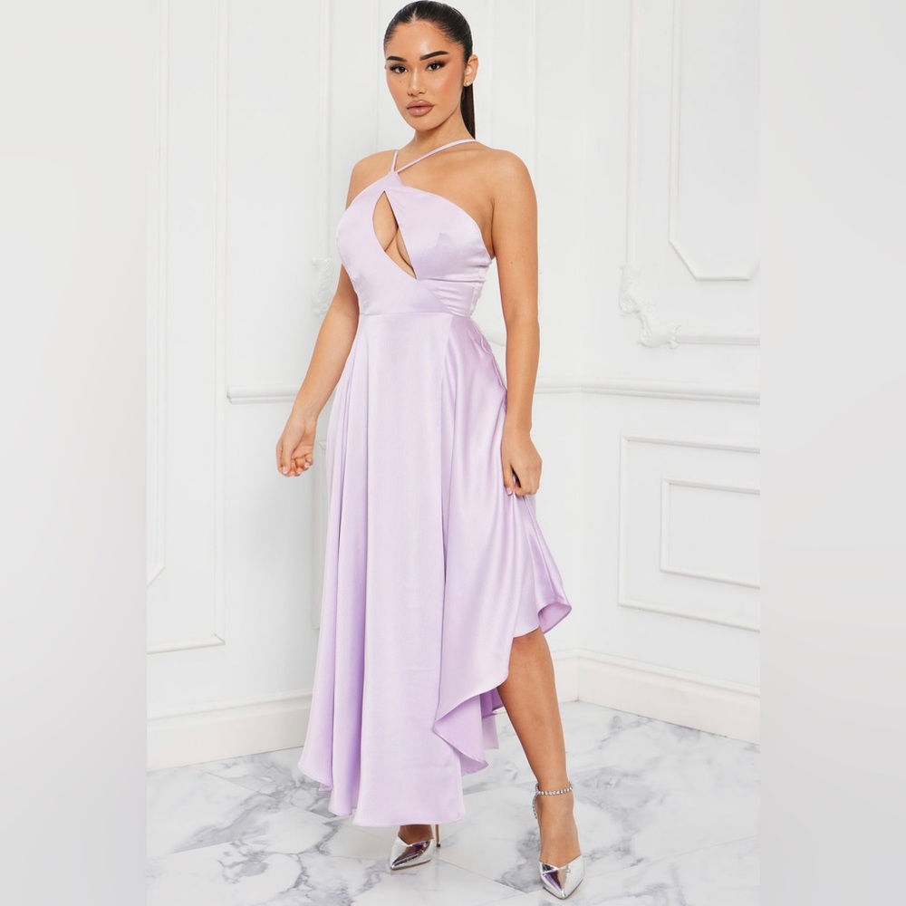 Kara Satin Maxi dress with tags lavender prom dress gala bridesmaid